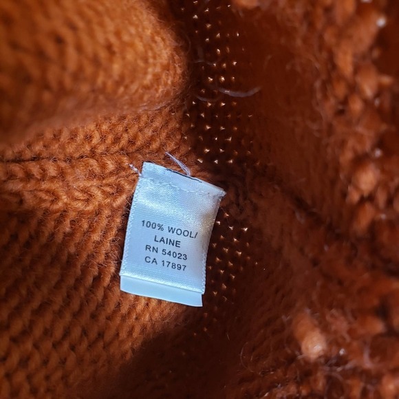 Vintage Y2K Banana Republic Wool Chunky Sweater Zip Neck Men's L Burnt Orange - Picture 7 of 7